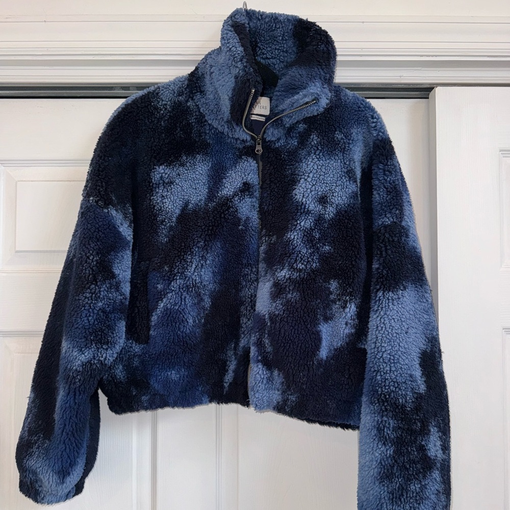 Urban Outfitters Blue Sherpa Printed Teddy Jacket